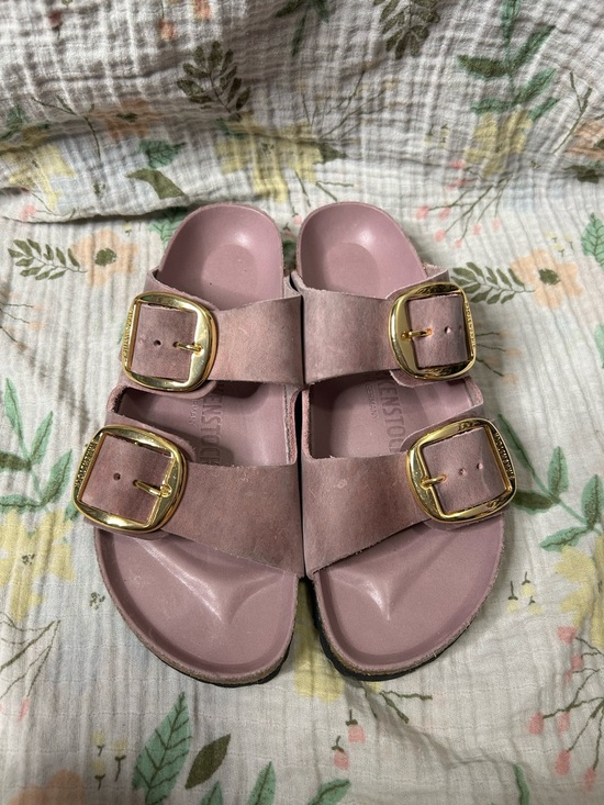 Birkenstock Shoes - Birkenstock Arizona Big Buckle Pink Purple Oiled Leather Sandals EXQUISITE